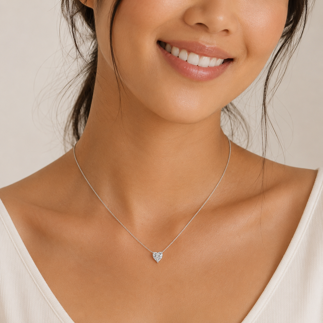Pendentif coeur Ella 0.50 Ct or blanc