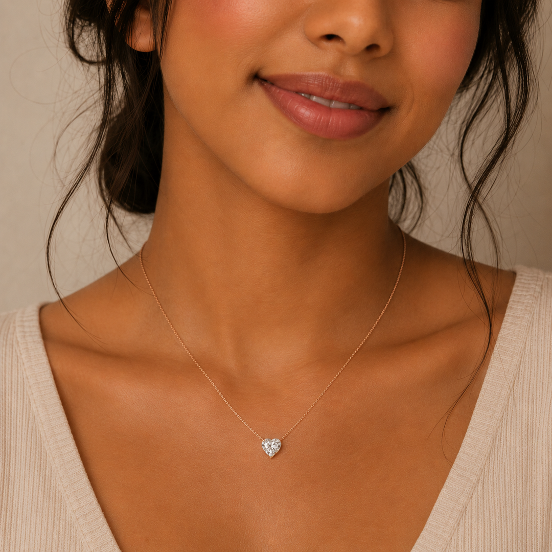 Pendentif coeur Ella 0.50 Ct or rose