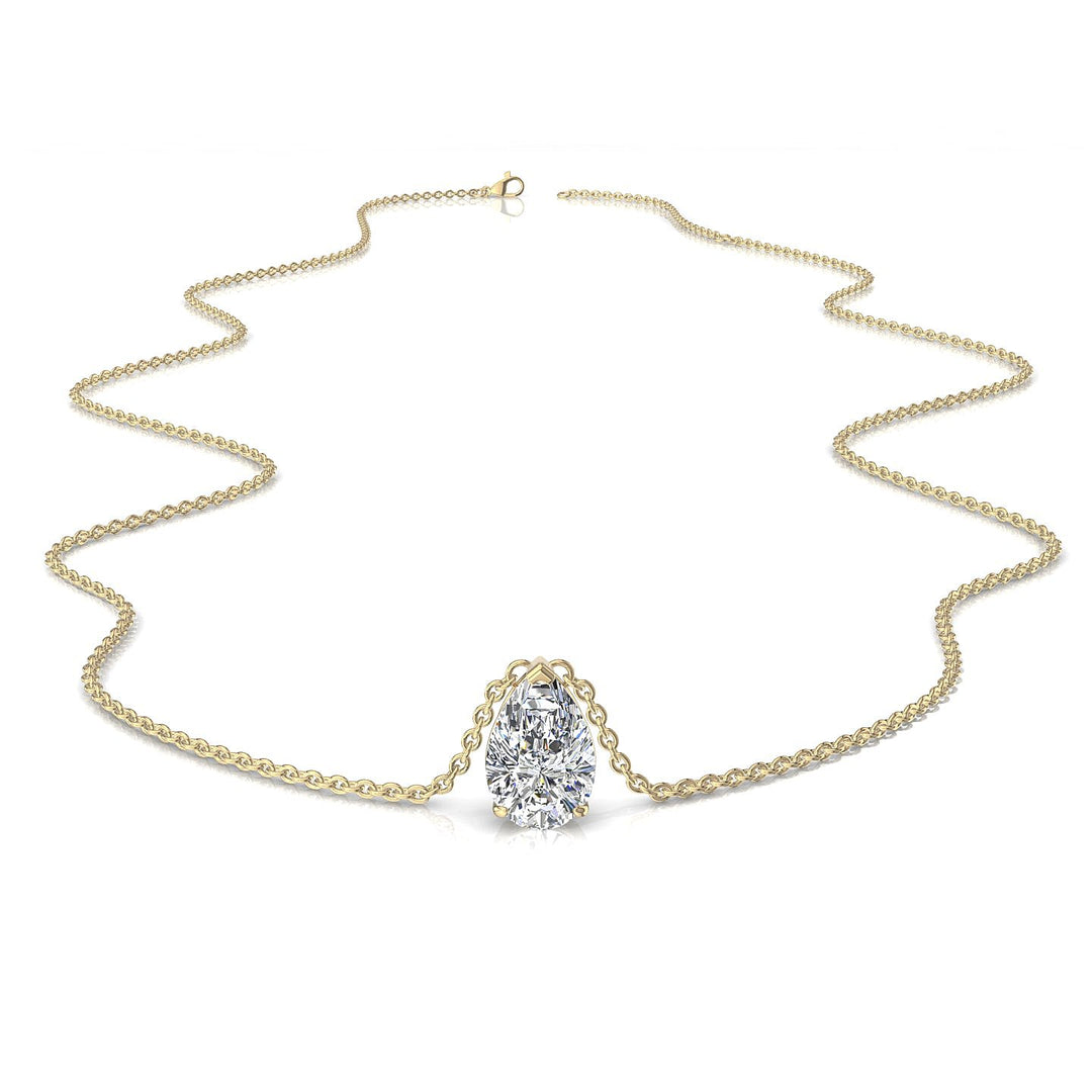 Pendentif Diamant Poire 0,60 Carat Or Jaune 18K