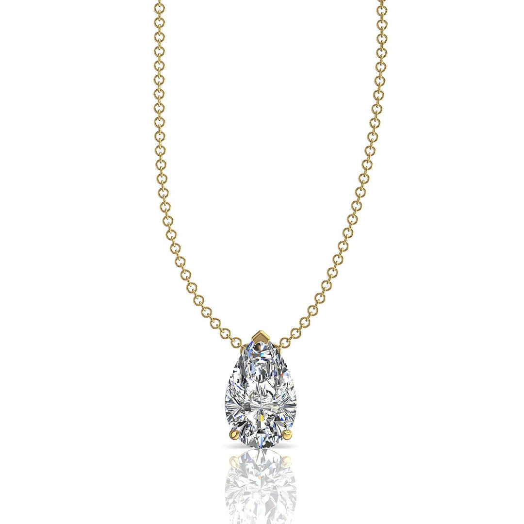 Pendentif Diamant Poire 2 Carat Or Jaune 18K