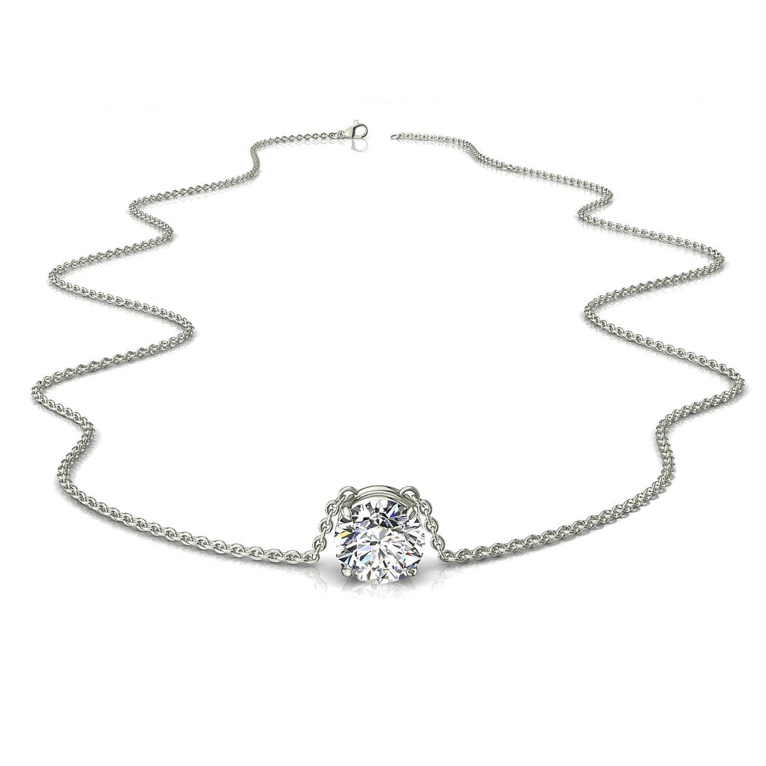 Pendentif diamant rond 3.00 ct or blanc