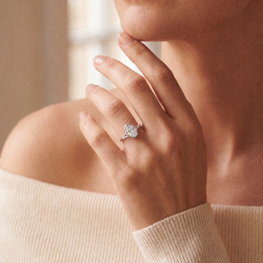 Bague diamant synthétique ovale 1.50 carat Georgia