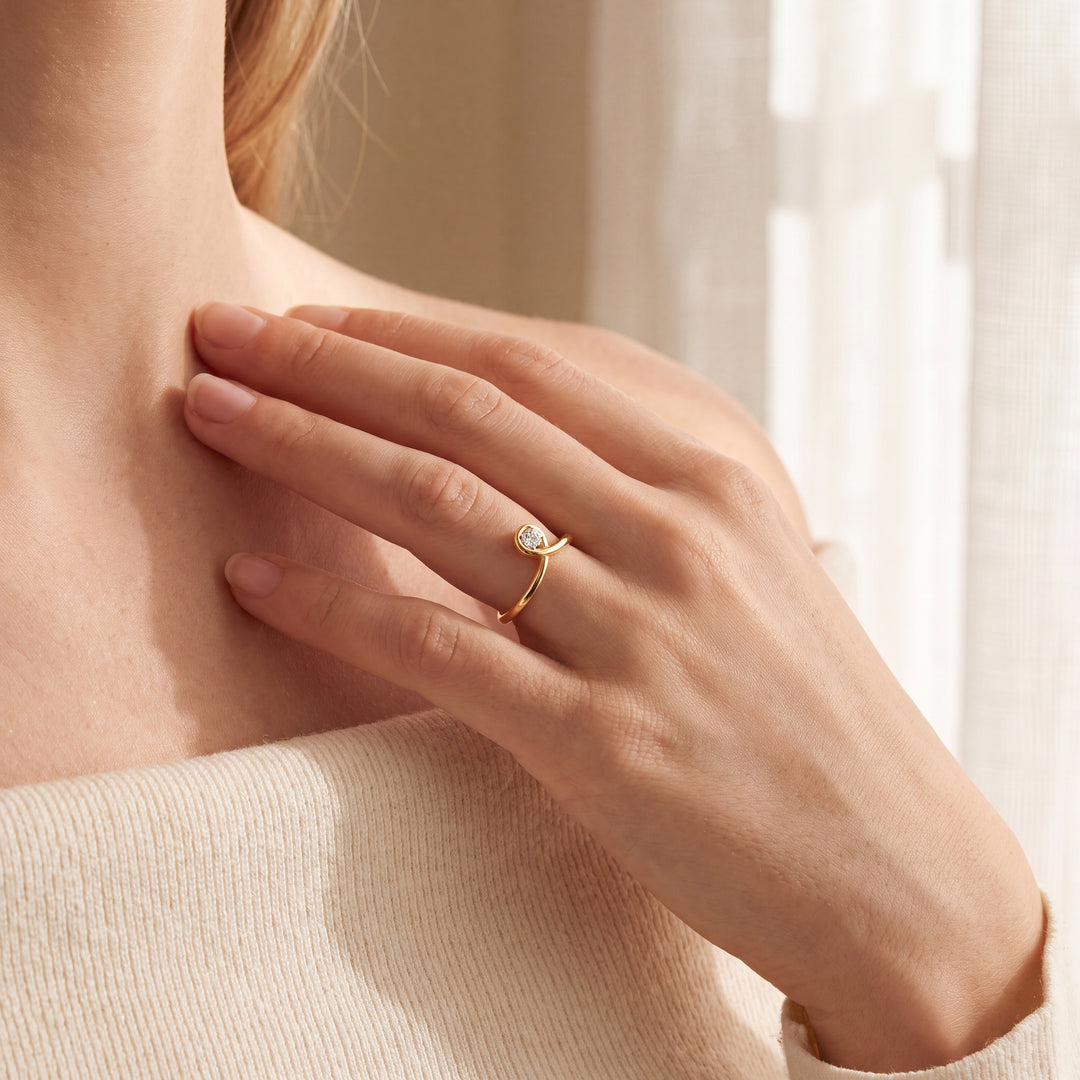 bague diamant naturel rond 0.30 carat or jaune Serena