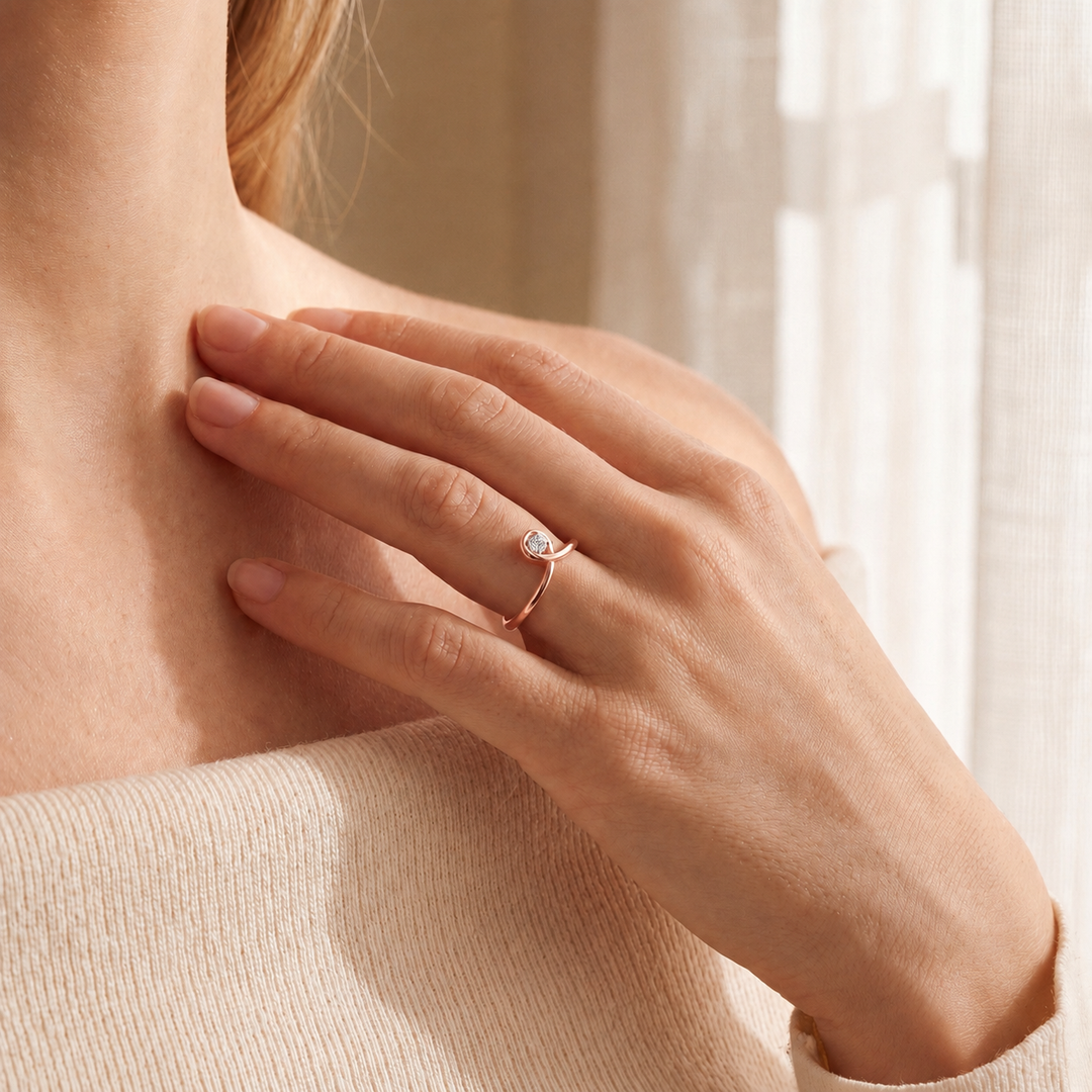 bague diamant naturel rond 0.30 carat or rose Serena