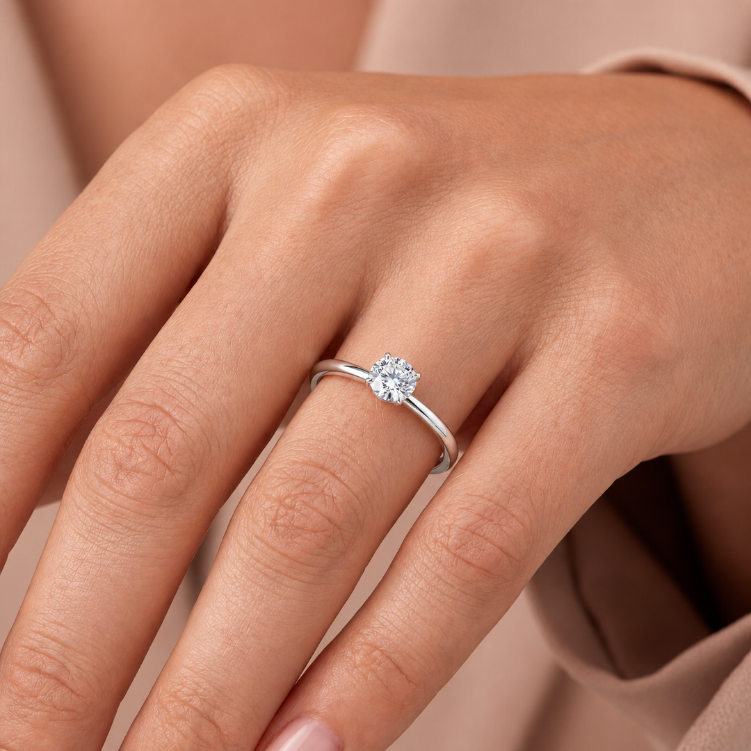 Solitaire diamant 0,50 Ct or blanc Ely