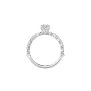 Solitaire diamant synthétique ovale 1.00 Ct épaulé de diamants marquises et ronds or blanc 14 carats Roma