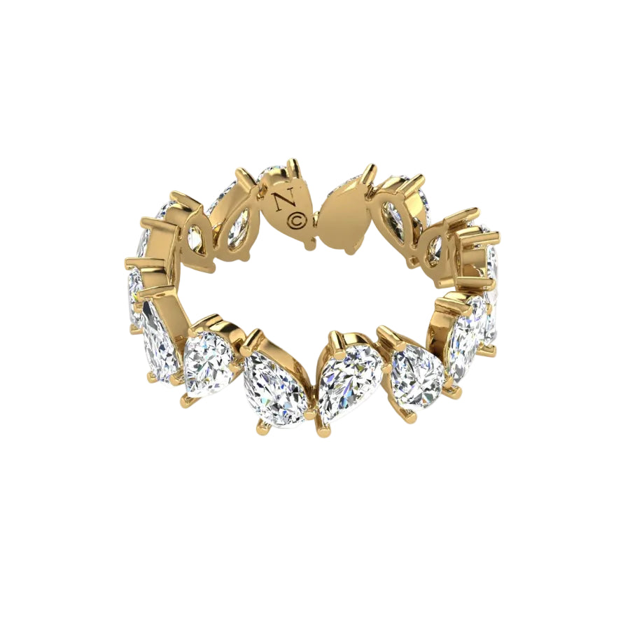 Alliance diamants naturels poires 3.00 carats or jaune Aline