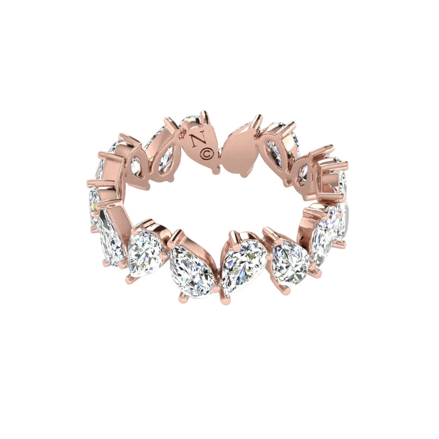 Alliance diamants naturels poires 3.00 carats or rose Aline
