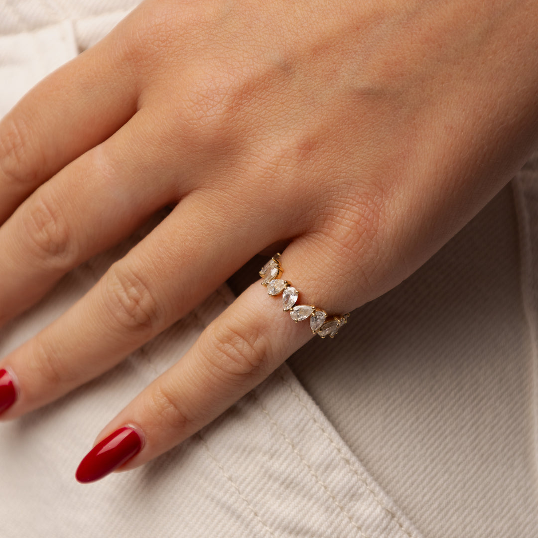 Alliance Aline diamants naturels poires 3.05 carats or blanc