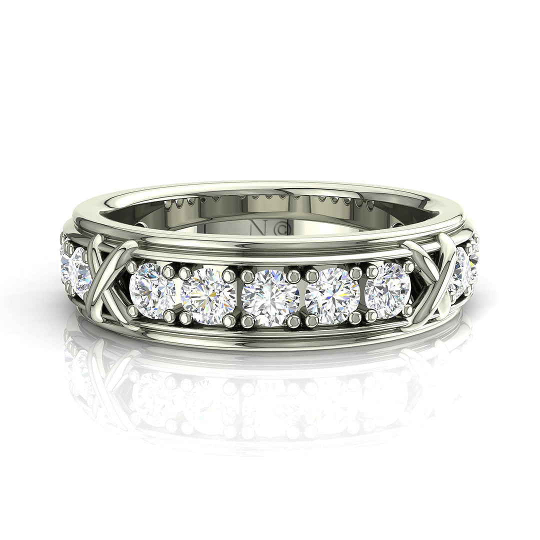 Alliance Anna diamants naturels ronds 3.20 carats or blanc