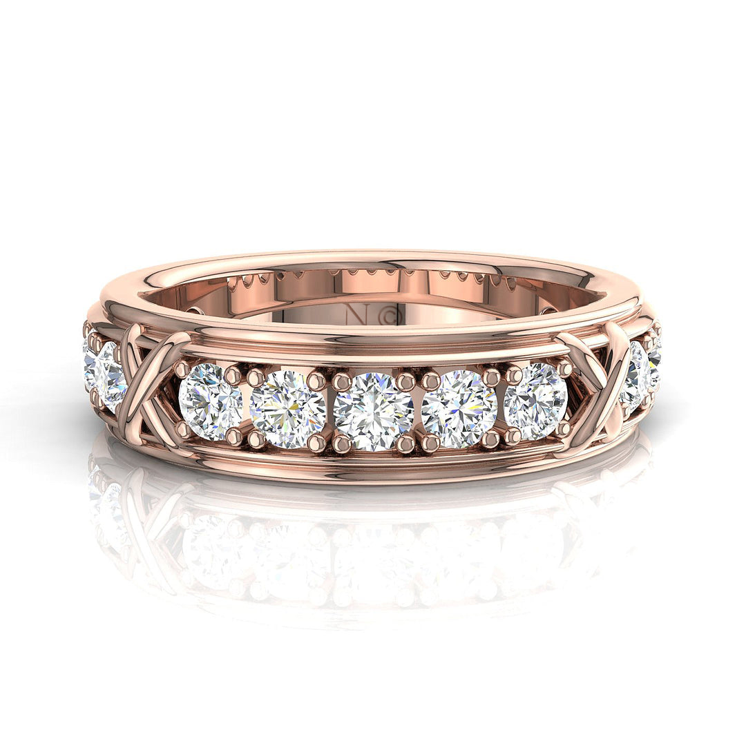 Alliance diamants naturels ronds 3.20 carats or rose Anna