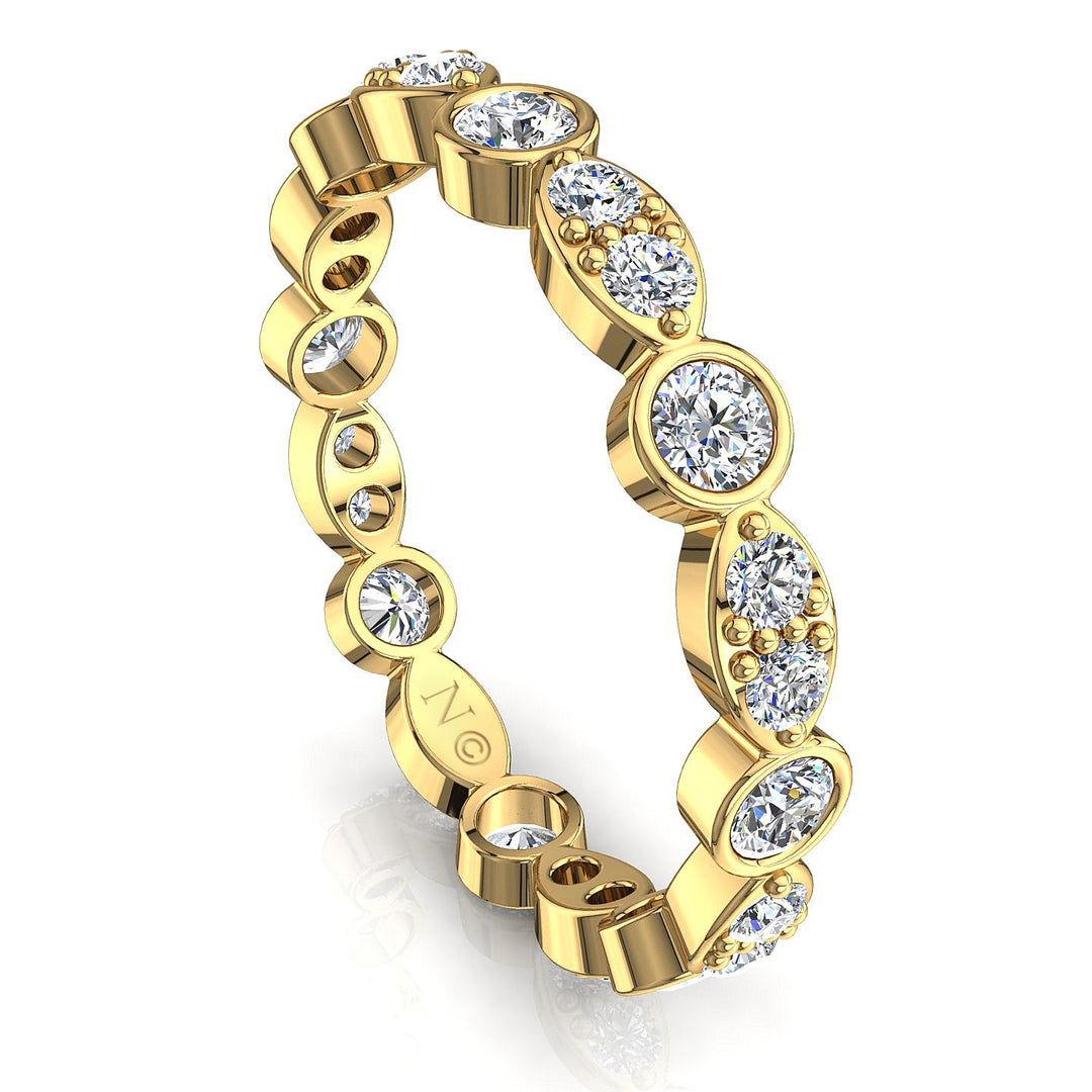 Alliance diamants naturels ronds 1.00 carat or jaune Claudia