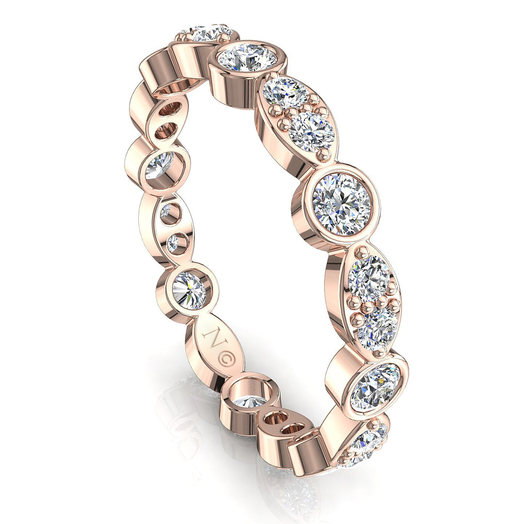 Alliance diamants naturels ronds 1.00 carat or rose Claudia