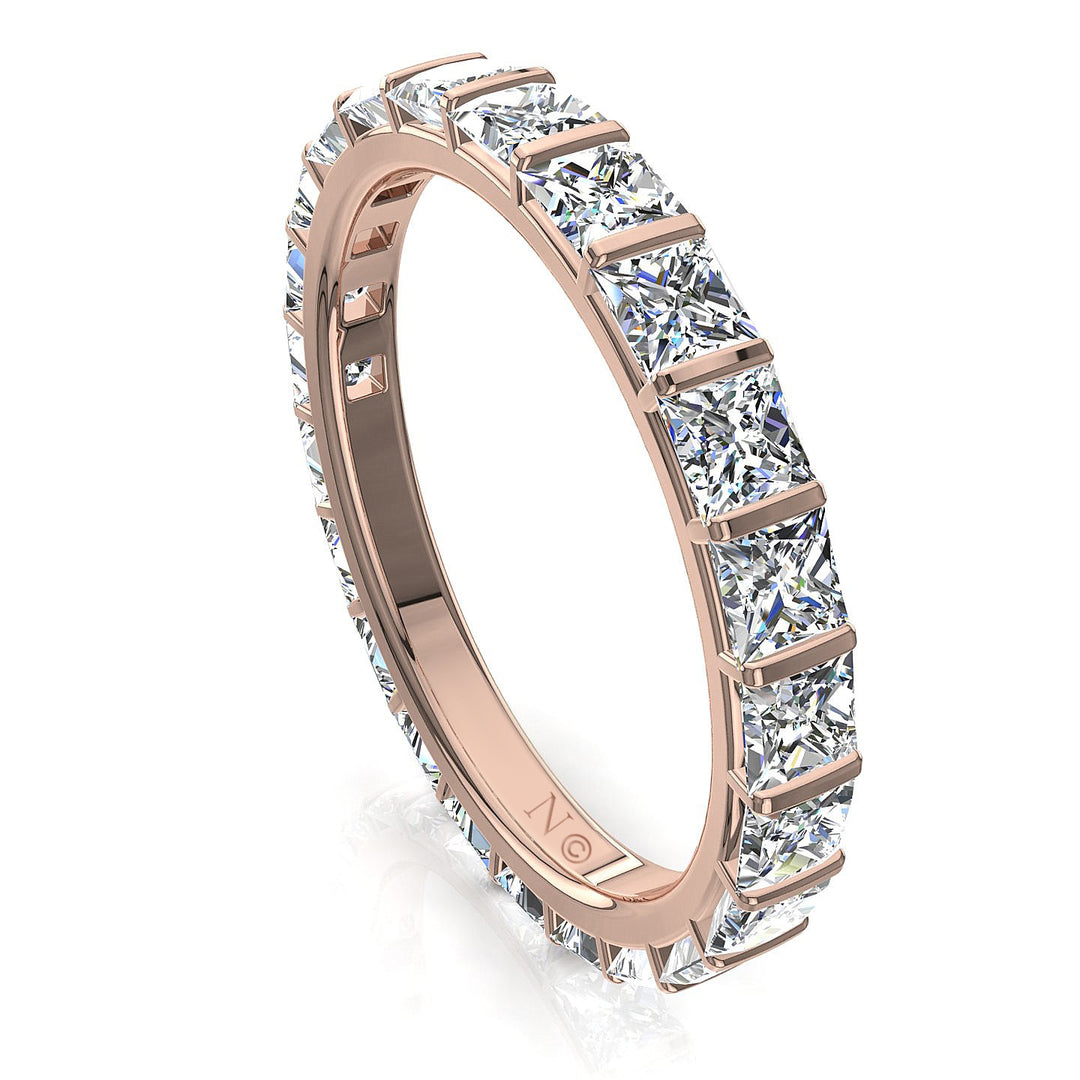 Alliance Lucia diamants naturels princesses 2.00 carat or rose