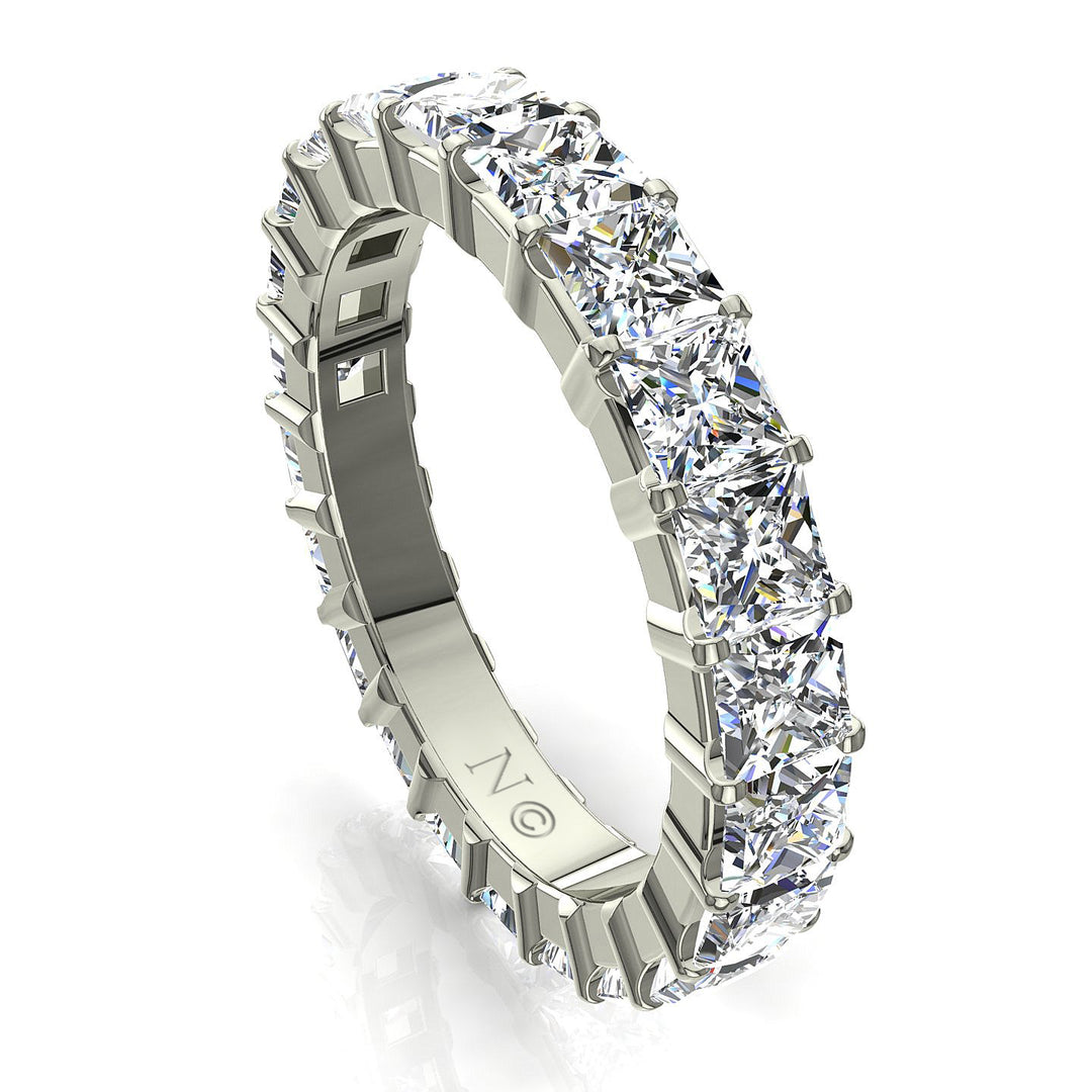 Alliance Eléonora diamants princesses 4.00 carats or blanc