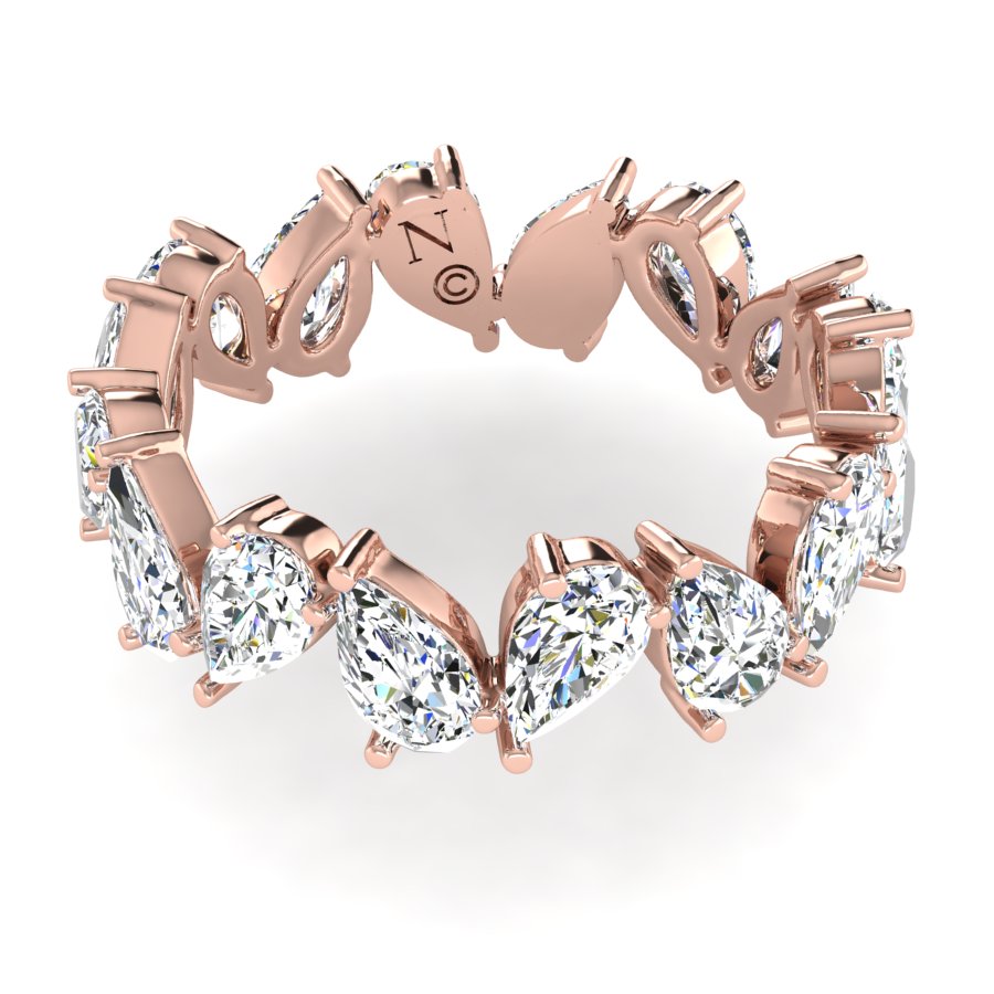 Alliance diamants synthétiques poires 3.05 carats or rose Aline