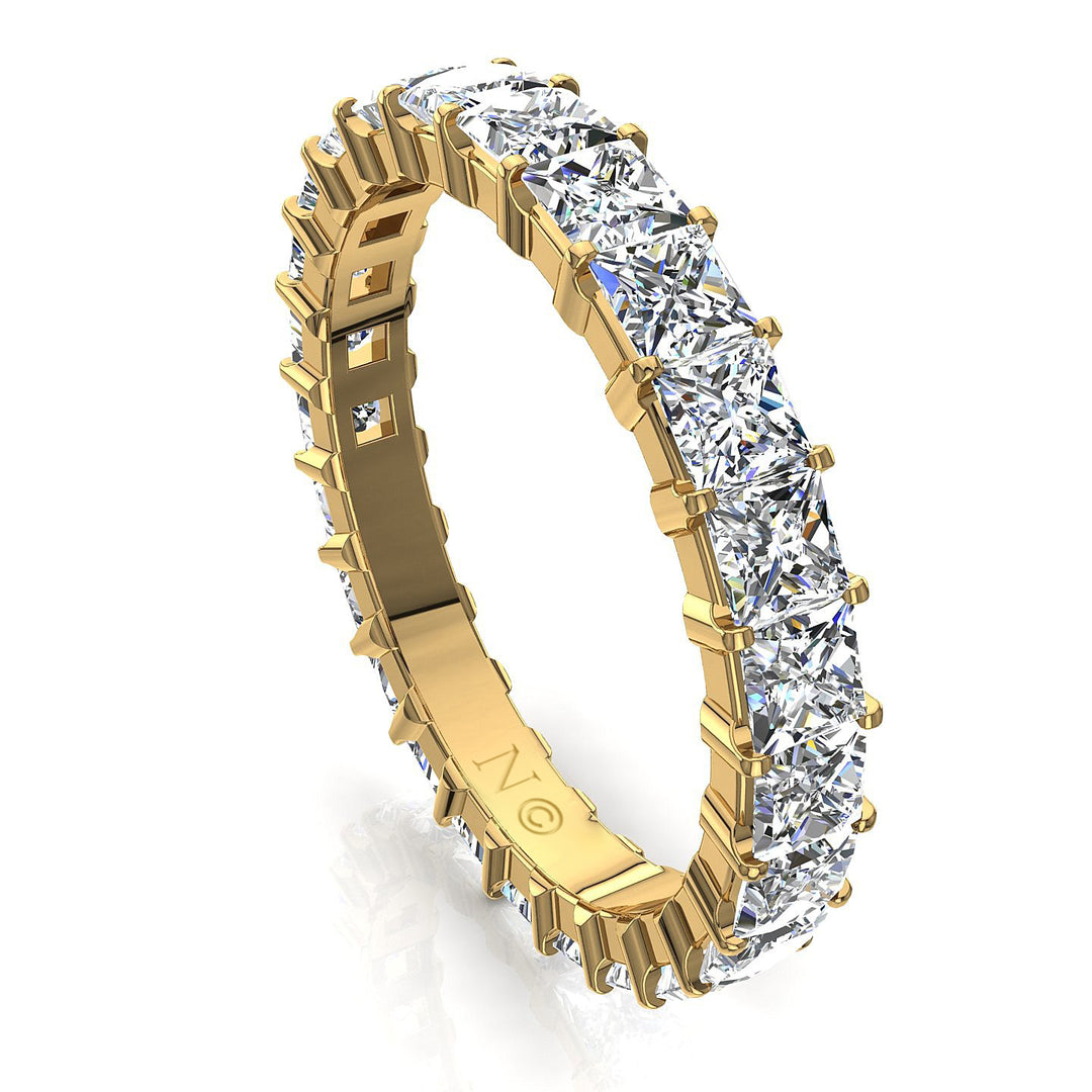 Alliance diamants naturels princesses 3.00 carats or jaune Eléonora