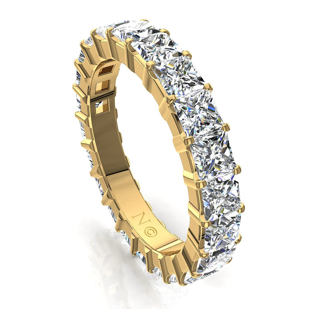 Alliance Eléonora diamants naturels princesses 4.00 carats or jaune