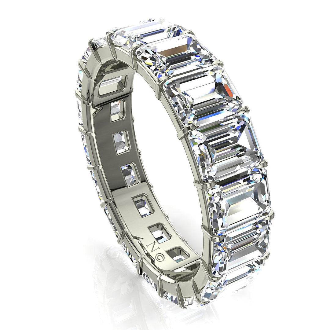 Alliance Virginie diamants naturels Émeraudes 3.20 carats or blanc