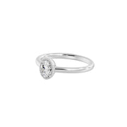 Bague Alba solitaire diamant synthétique ovale 0.50 carat or blanc 14 carats