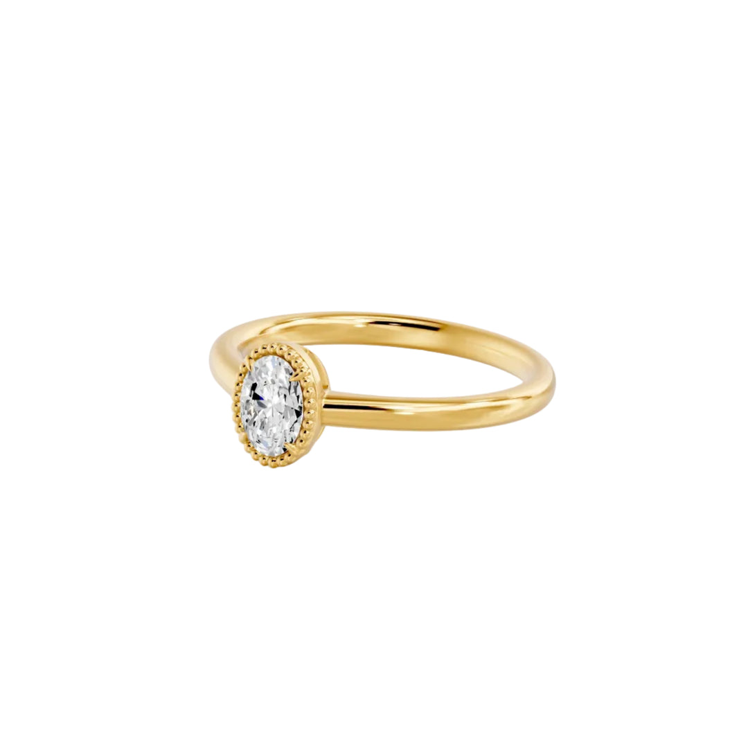 Bague Alba solitaire diamant synthétique ovale 0.50 carat or jaune 14 carats