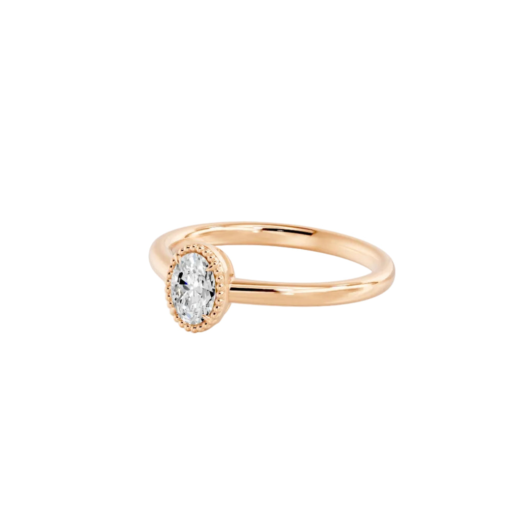 Bague diamant naturel ovale 0.50 carat or rose 14 carats Alba