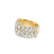 Bague diamants synthétiques poires et diamants synthétiques marquises 5.45 carats or jaune 14 carats Amalfi