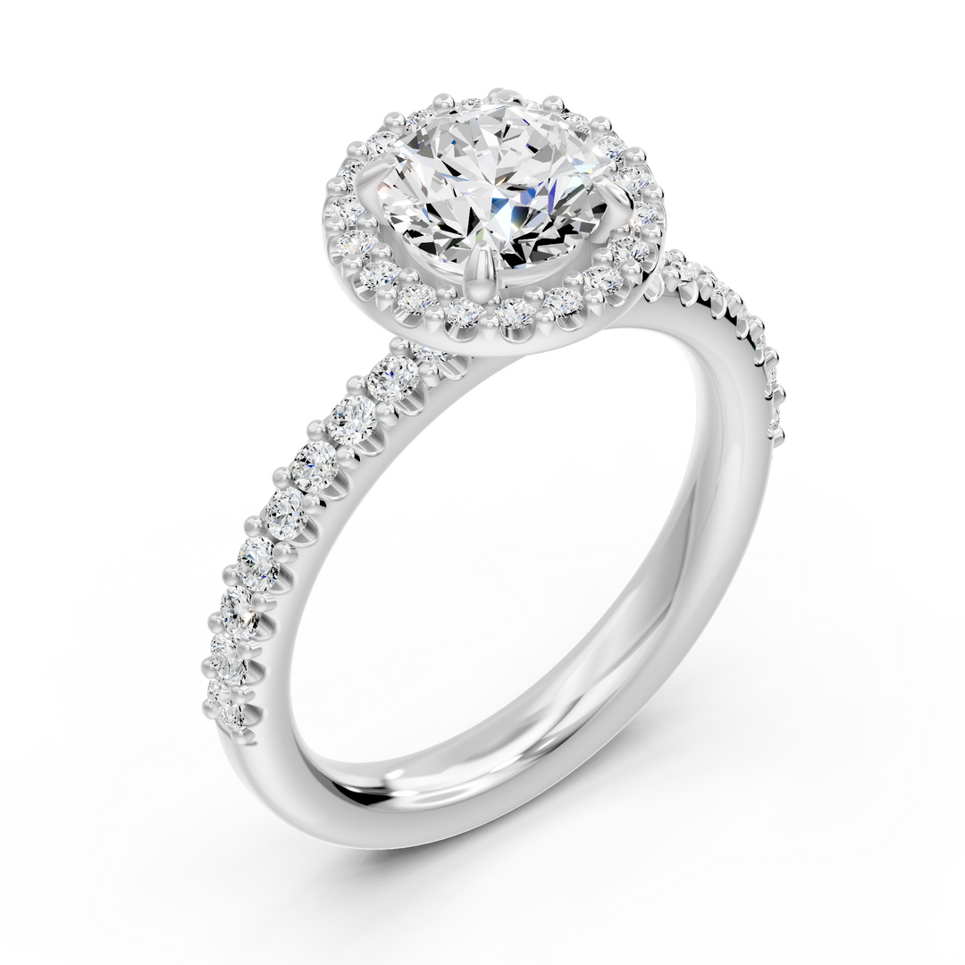 Bague solitaire 2.45 carats or blanc 14 carats diamant rond Arabella