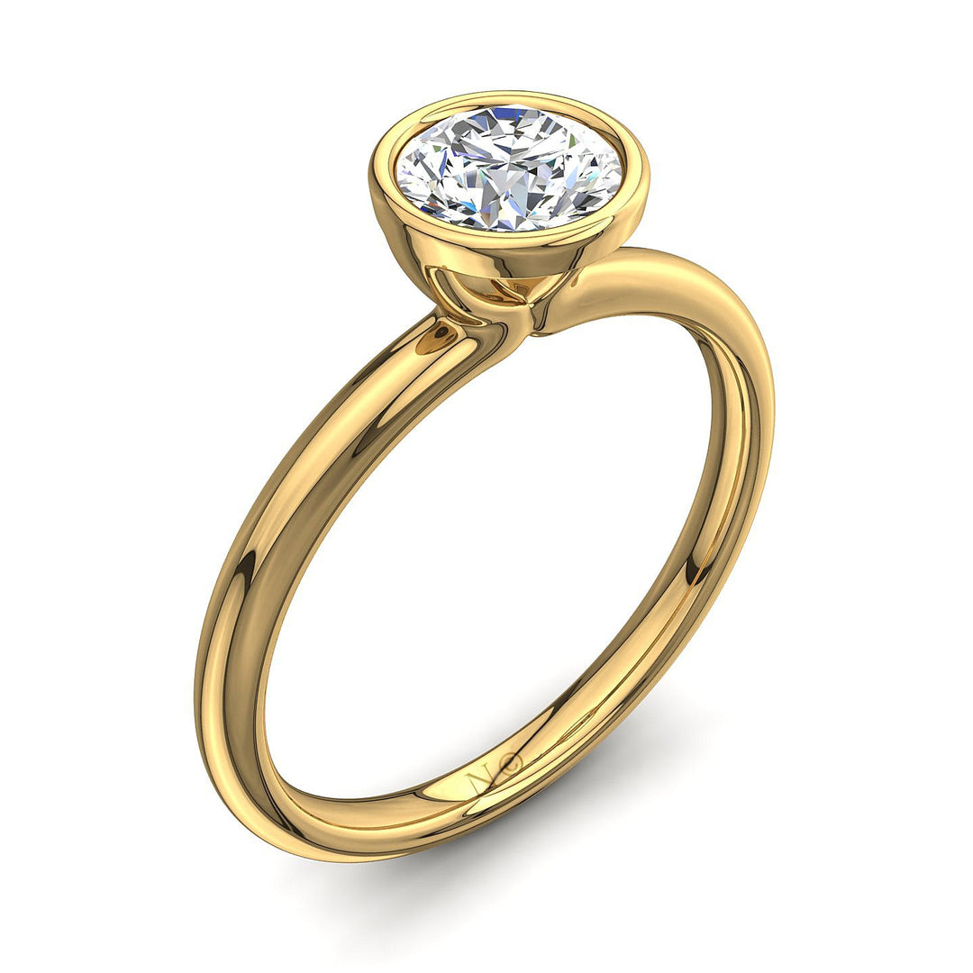 Solitaire diamant naturel rond 0.60 carat or jaune Barbara