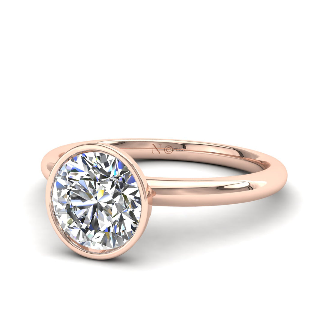 Solitaire Barbara bague diamant naturel rond 1.70 carat or rose