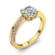 Solitaire diamant synthétique rond 0.75 carat or jaune Bianca