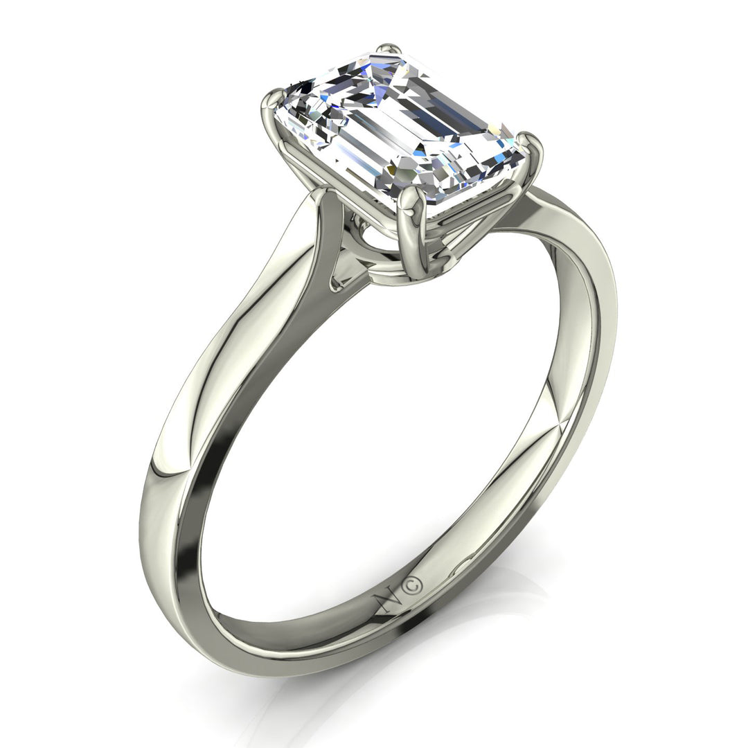 Bague Camilla solitaire diamant Émeraude 0.80 carat or blanc