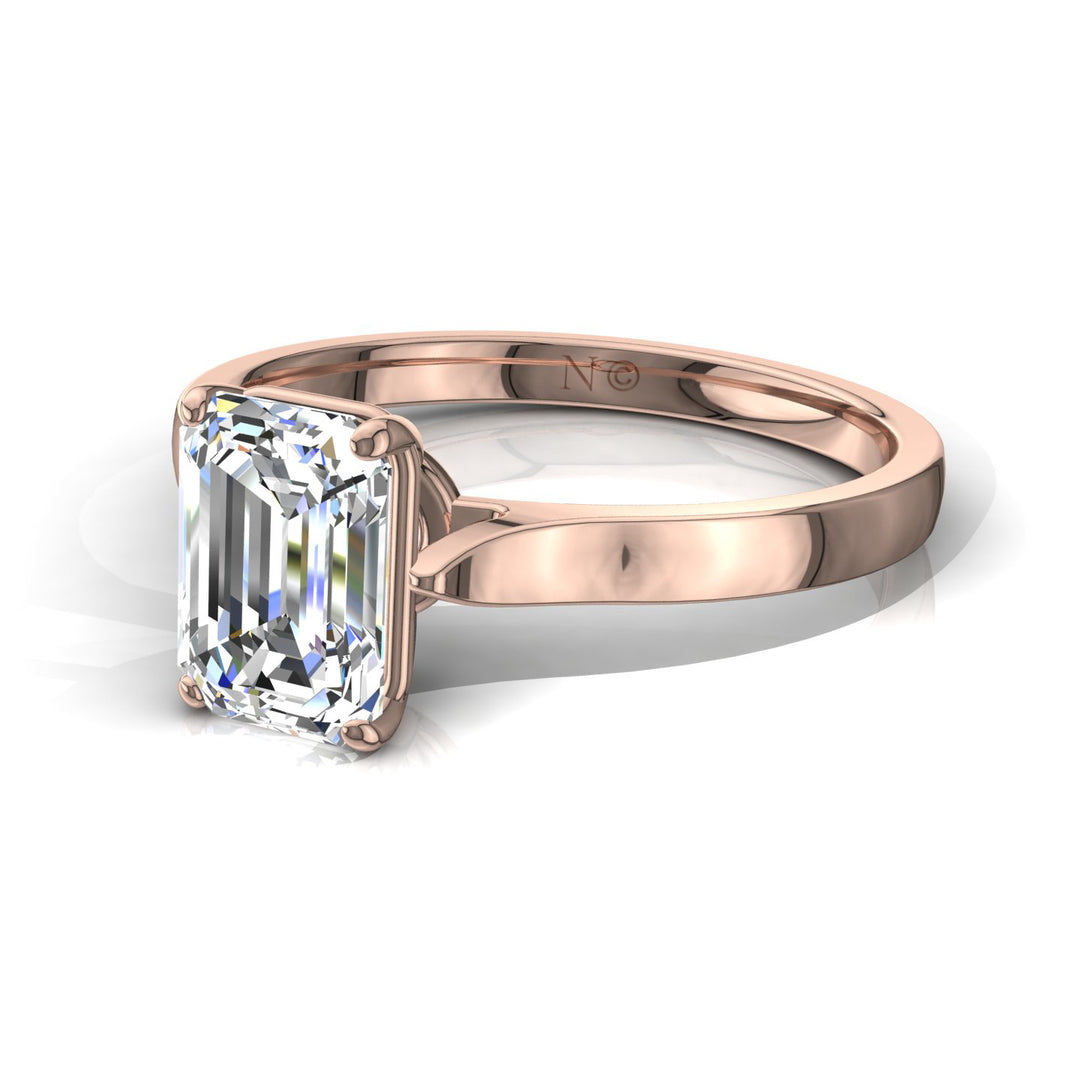 Bague Camilla solitaire diamant Émeraude 0.80 carat or rose