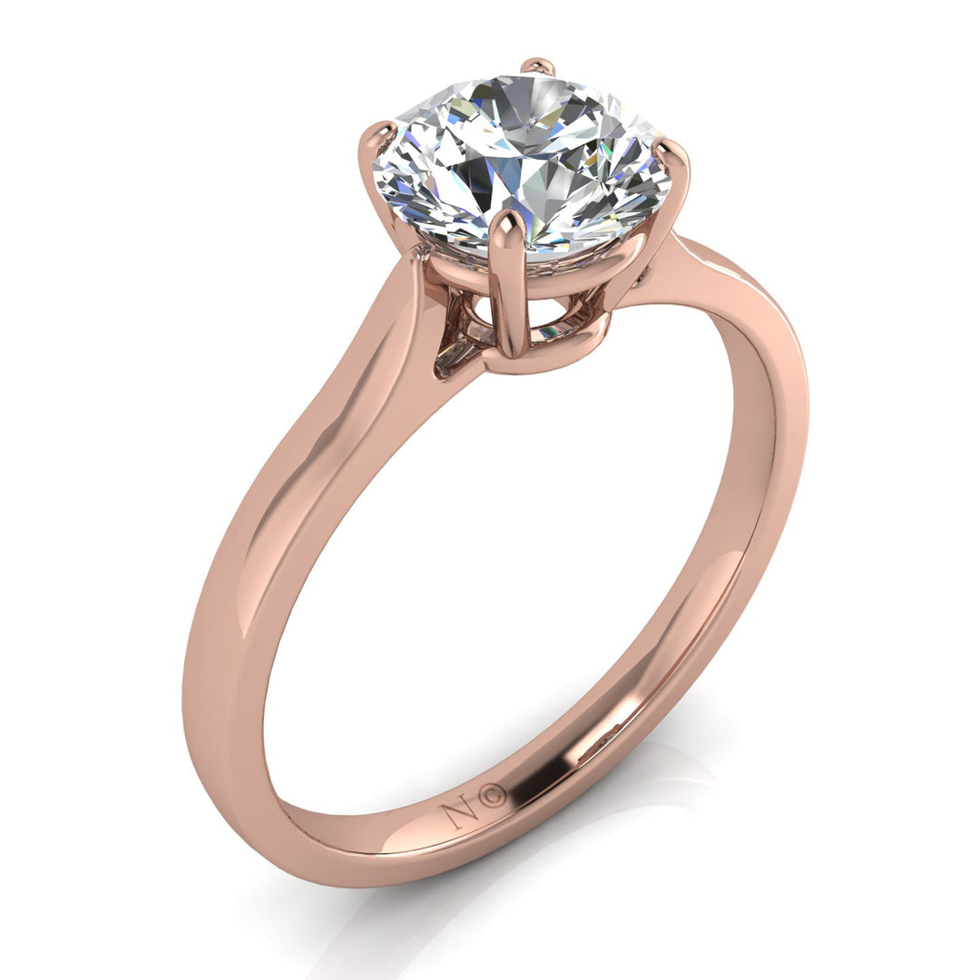 Bague diamant naturel rond 2.00 carat or rose Camilla
