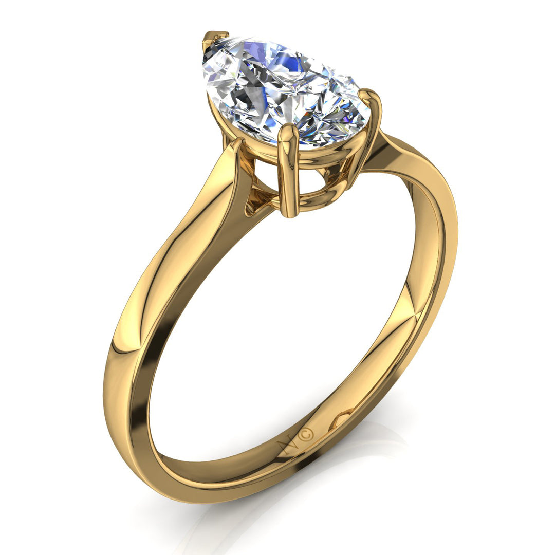 Bague de mariage diamant poire 1.50 carat or jaune Camilla