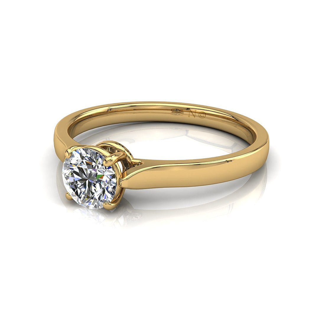 Bague de fiançailles diamant rond 0.80 carat or jaune Camilla