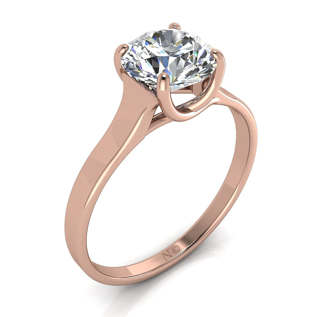 Bague de fiançailles diamant synthétique rond 1.00 carat or rose Carina