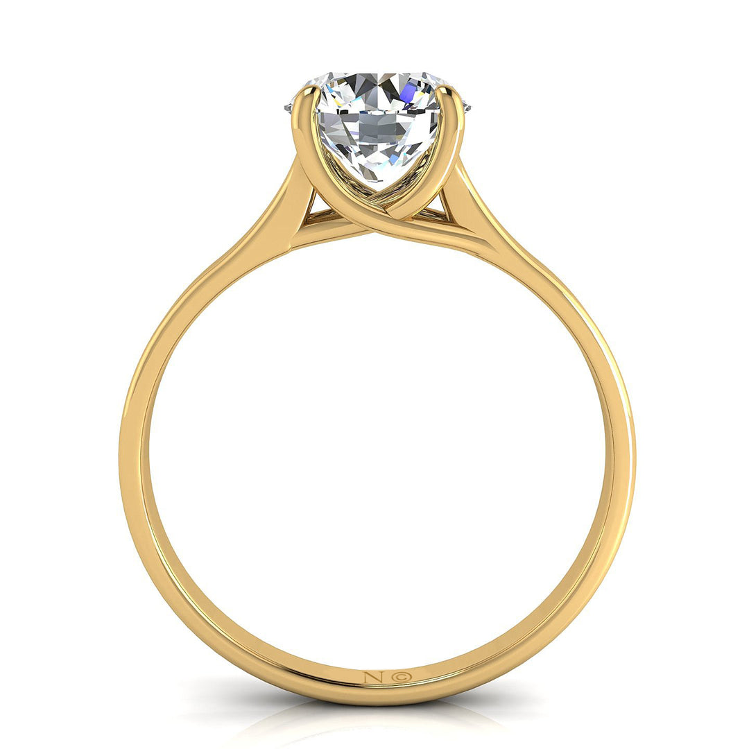 Bague de mariage diamant synthétique rond 1.00 carat or jaune Carina