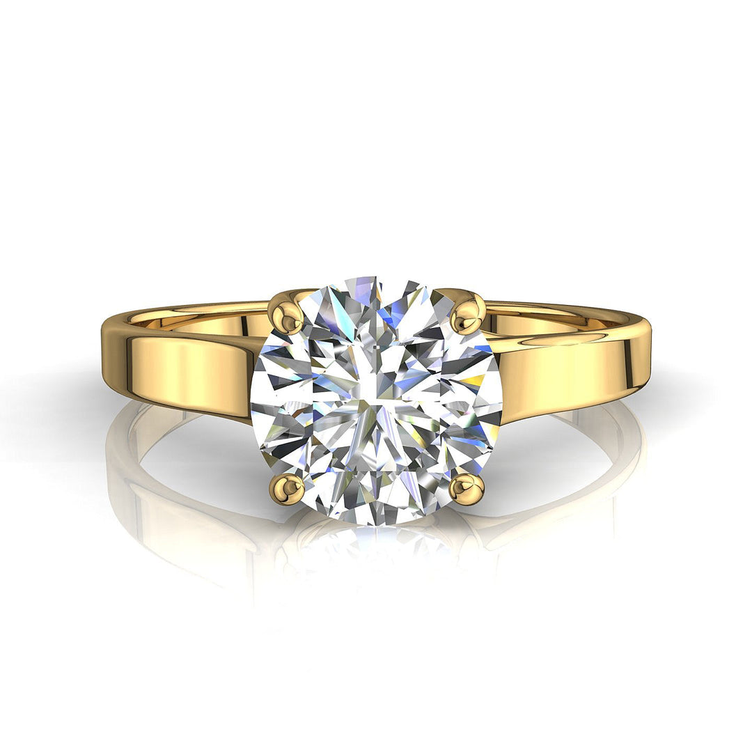 Bague de fiançailles diamant synthétique rond 1.20 carat or jaune Carina