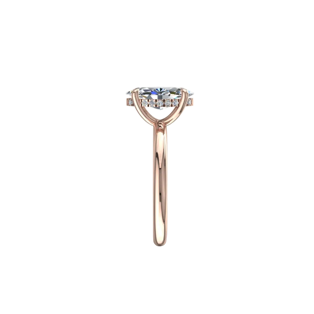 Bague de fiançailles diamant synthétique marquise et diamants synthétiques ronds 2.08 carats or rose Chloé