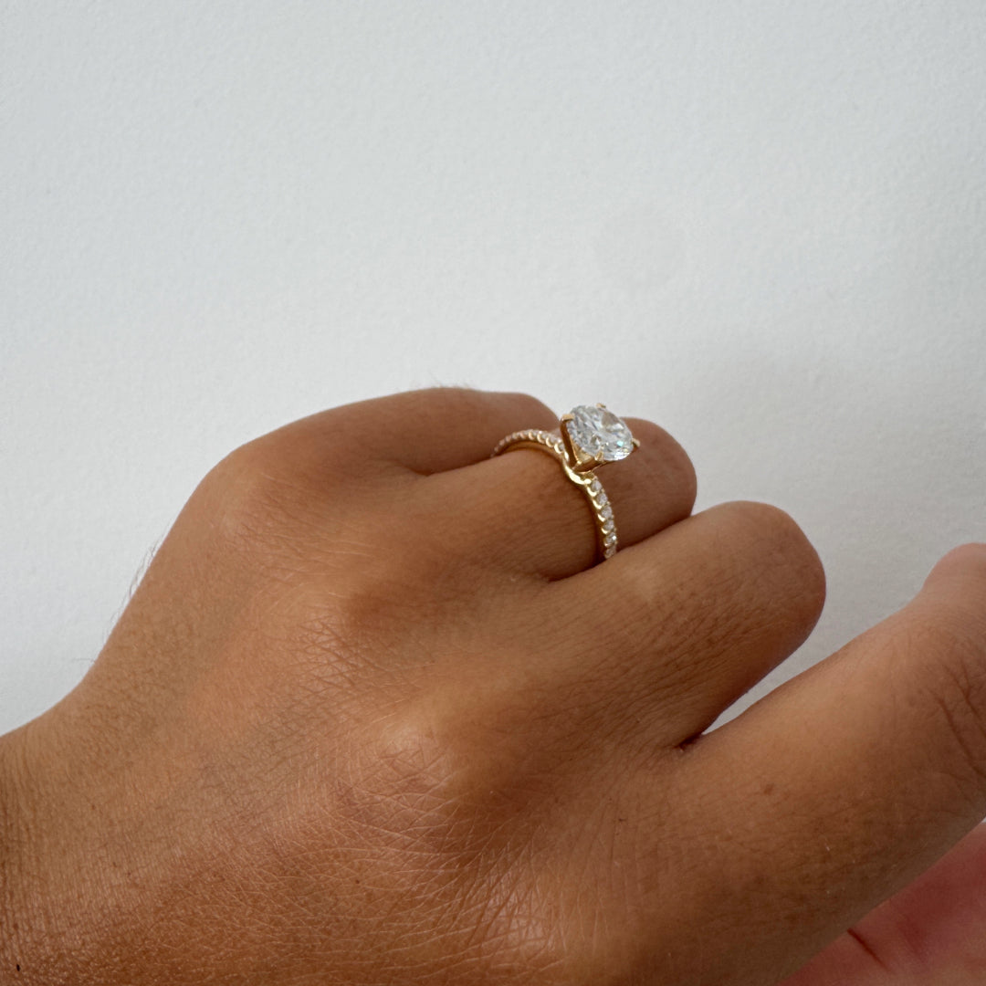 Bague de fiançailles diamant naturel rond 1.70 carat or rose 14 carats Clotilda