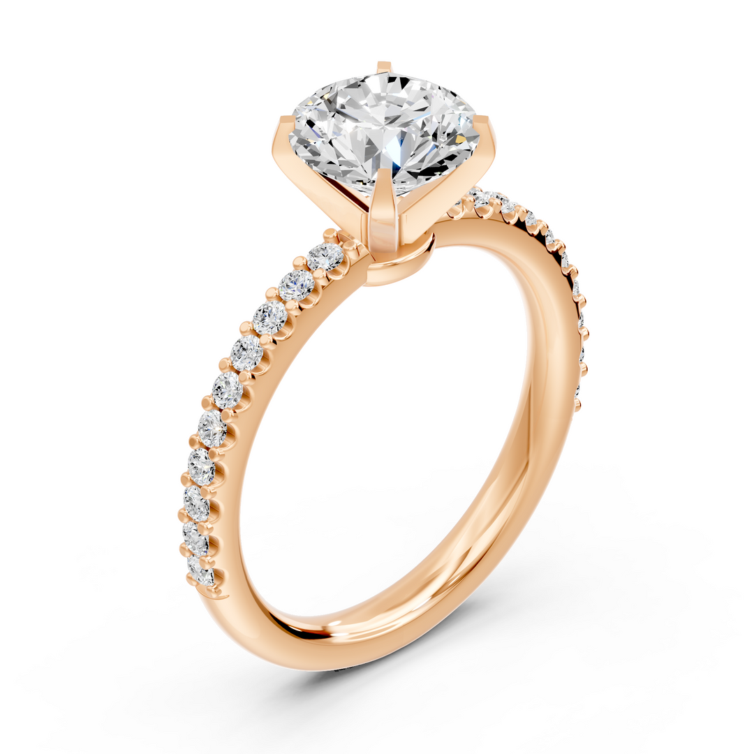 Solitaire Clotilda bague diamant naturel rond 1.70 carat or rose 14 carats