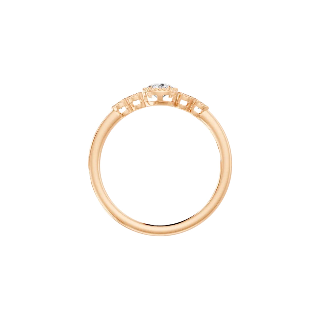 Bague de mariage diamant synthétique rond 0.25 carat or rose 14 carats Loretta