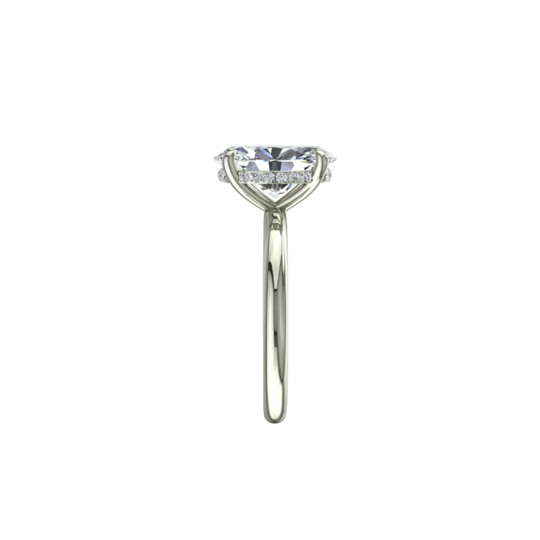 Bague de fiançailles 0.50 carat or blanc diamant naturel ovale et diamants naturels ronds Romy
