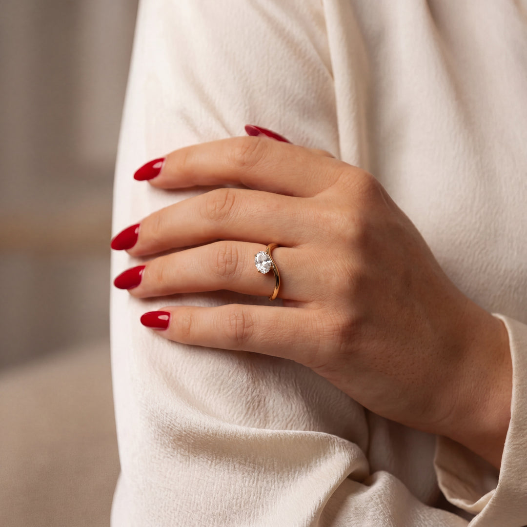 Bague diamant naturel ovale 0.50 carat or rose Raffaella