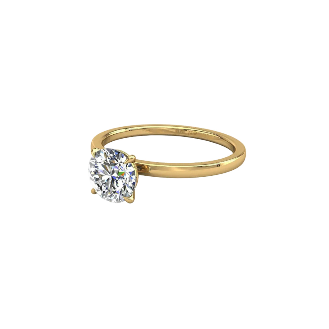 Bague diamant synthétique rond 0.70 carat or jaune 14 carats Ely