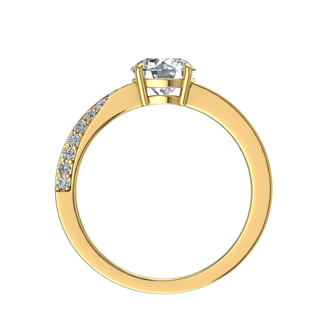 Bague de fiançailles 0.75 carat or jaune diamant synthétique rond Bianca