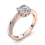 Bague de mariage diamant synthétique rond 0.75 carat or rose Bianca