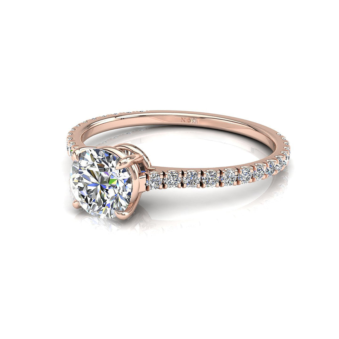 Solitaire bague diamant naturel rond 0.80 carat or rose Giulia