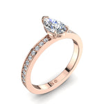 Load image into Gallery viewer, Bague solitaire 0.80 carat or rose diamant poire et diamants ronds Noémie
